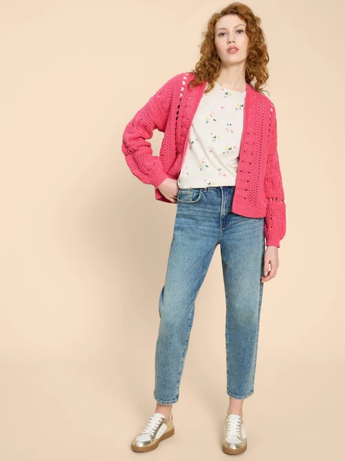 Casey Strickjacke mit Häkelmuster - Brt Pink - XL Bild 2