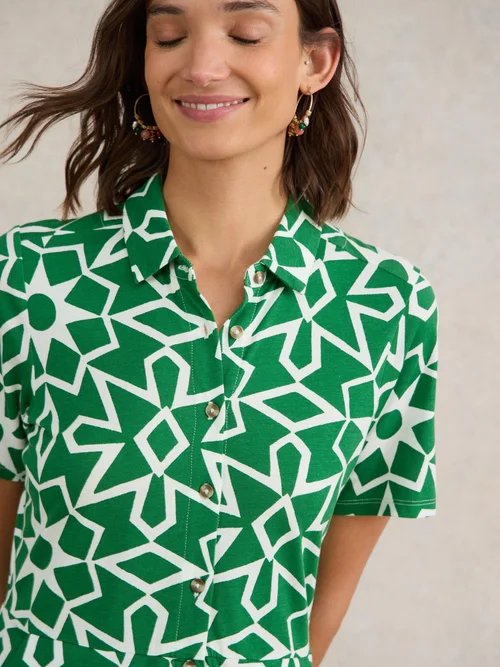 Rua Blusenkleid aus Jersey - Green Pr - 52/R Bild 3