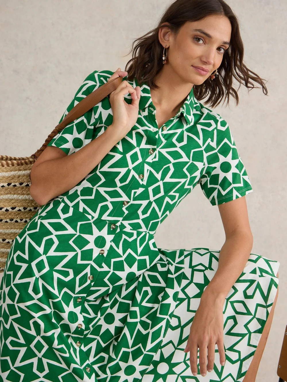 Rua Blusenkleid aus Jersey - Green Pr - 52/R Bild 1