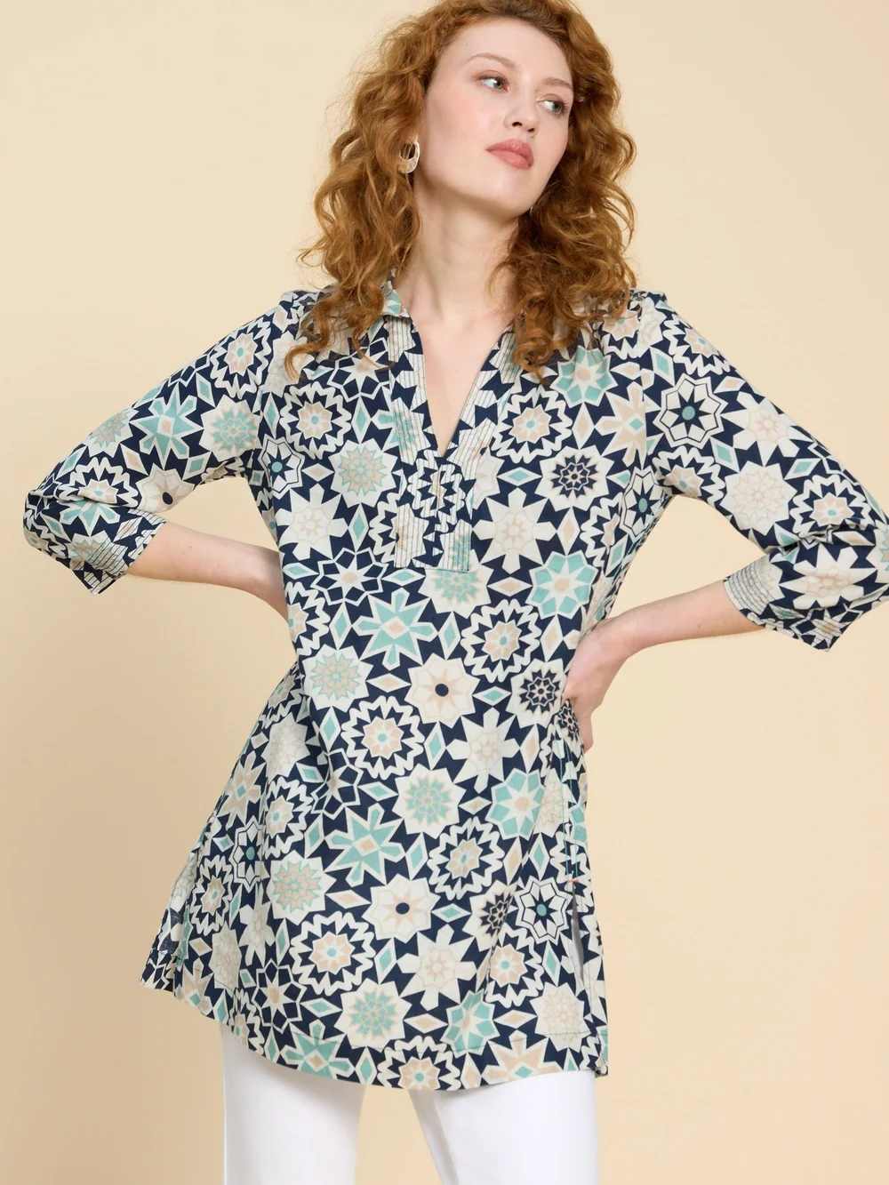 Blaire Leinentunika - Navy Pr - 52/R Bild 1