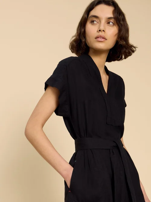 Kleid Marianne aus Leinenmischung - Pure Blk - 52/R Bild 3