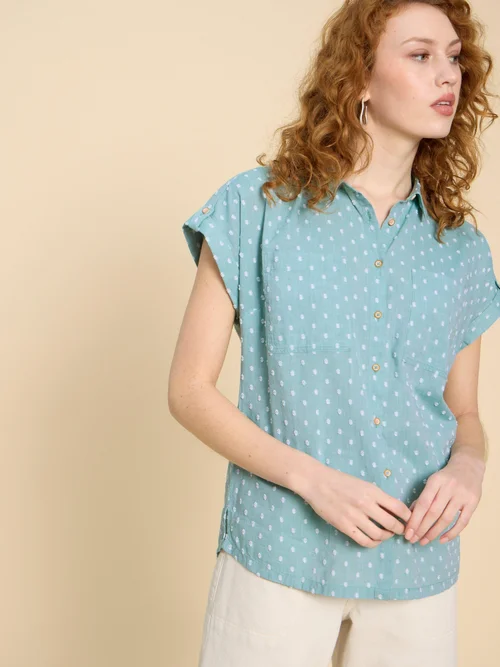 Bluse Ellie aus Bio-Baumwolle - Green Mlt - 52 Bild 3