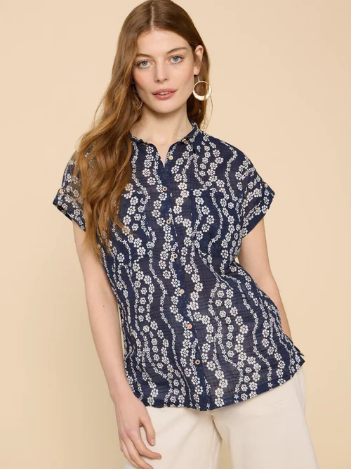 Bluse Ellie aus Bio-Baumwolle - Navy Pr - 52 Bild 3
