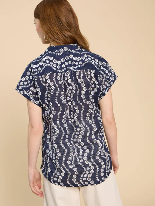 Bluse Ellie aus Bio-Baumwolle - Navy Pr - 52 Bild 4