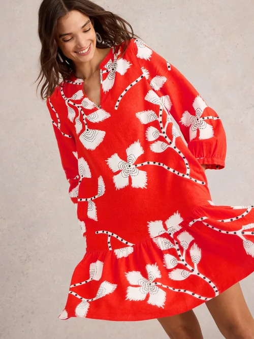 Kleid Otto aus Leinenmischung - Orange Pr - 52 Bild 3