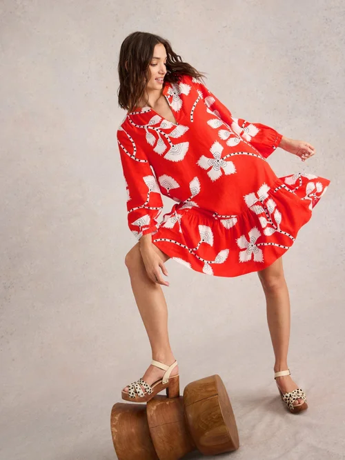 Kleid Otto aus Leinenmischung - Orange Pr - 52 Bild 1