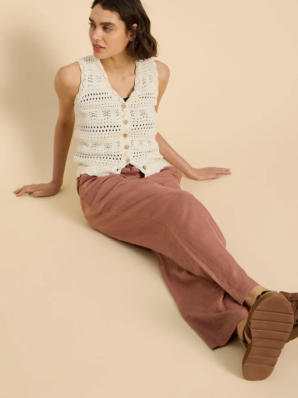 Weite Leinenhose Belle - Dark Tan - 52/R Bild 1