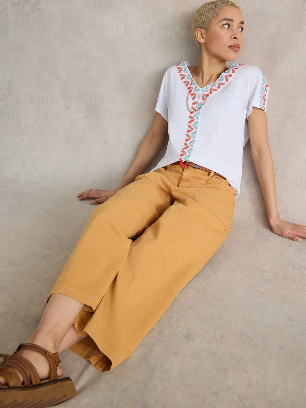 7/8-Jeans Tia mit weitem Bein - Mid Yellow - 52/R Bild 1