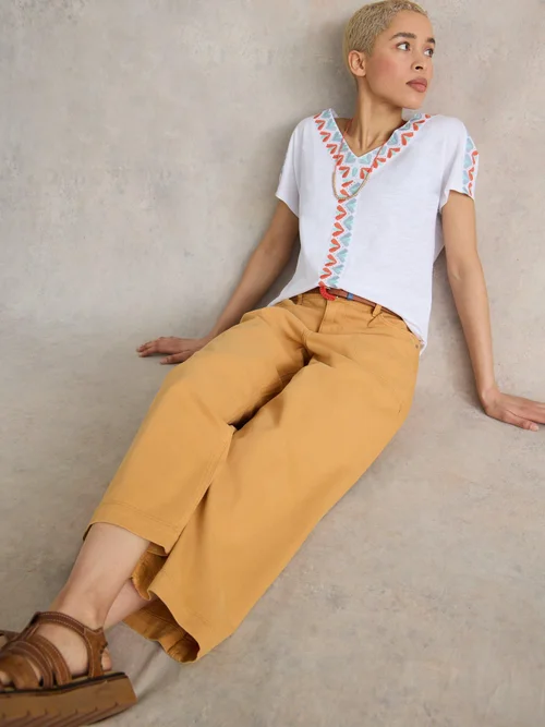 7/8-Jeans Tia mit weitem Bein - Mid Yellow - 52/R Bild 1