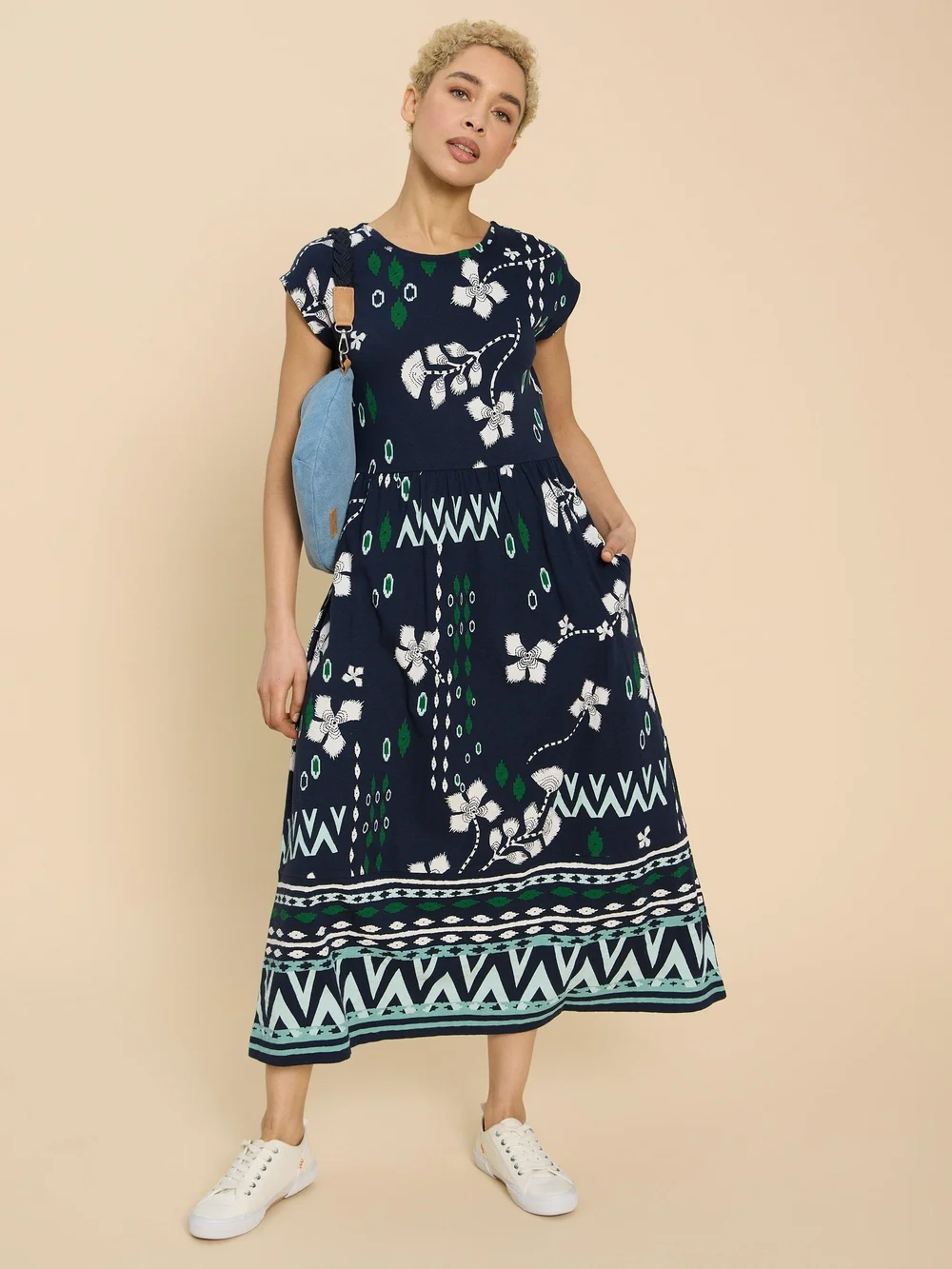 Jerseykleid Addison aus Baumwolle - Navy Pr - 52/R Bild 1