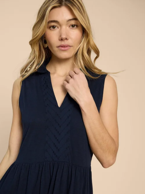 Langes Blusenkleid Keira aus Jersey - Dark Navy - 52/R Bild 3