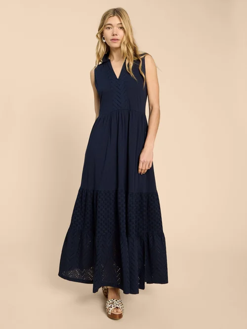 Langes Blusenkleid Keira aus Jersey - Dark Navy - 52/R Bild 2