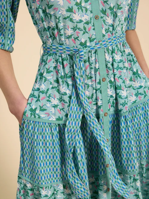 Kleid Mabel mit Mustermix - Teal Pr - 52/R Bild 3