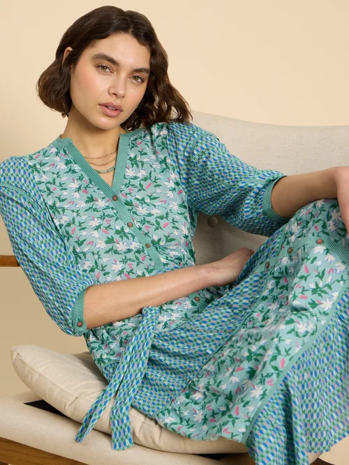 Kleid Mabel mit Mustermix - Teal Pr - 52/R Bild 2