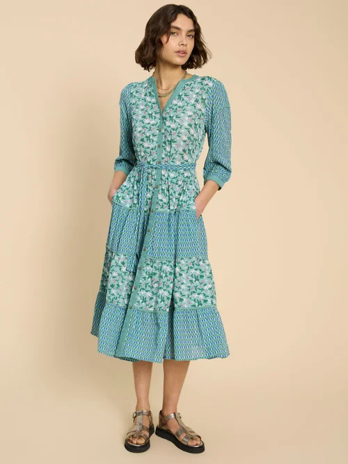 Kleid Mabel mit Mustermix - Teal Pr - 52/R Bild 1