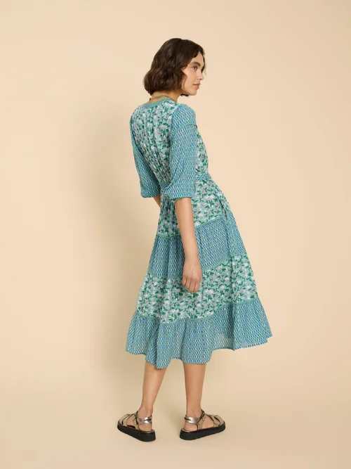 Kleid Mabel mit Mustermix - Teal Pr - 52/R Bild 4