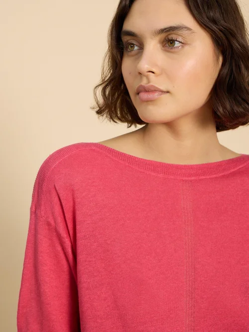Leinenpullover mit Rundhalsausschnitt - Brt Pink - 52 Bild 3