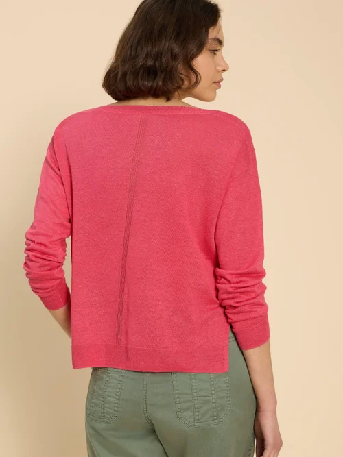 Leinenpullover mit Rundhalsausschnitt - Brt Pink - 52 Bild 4