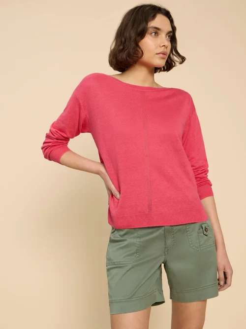 Leinenpullover mit Rundhalsausschnitt - Brt Pink - 52 Bild 1