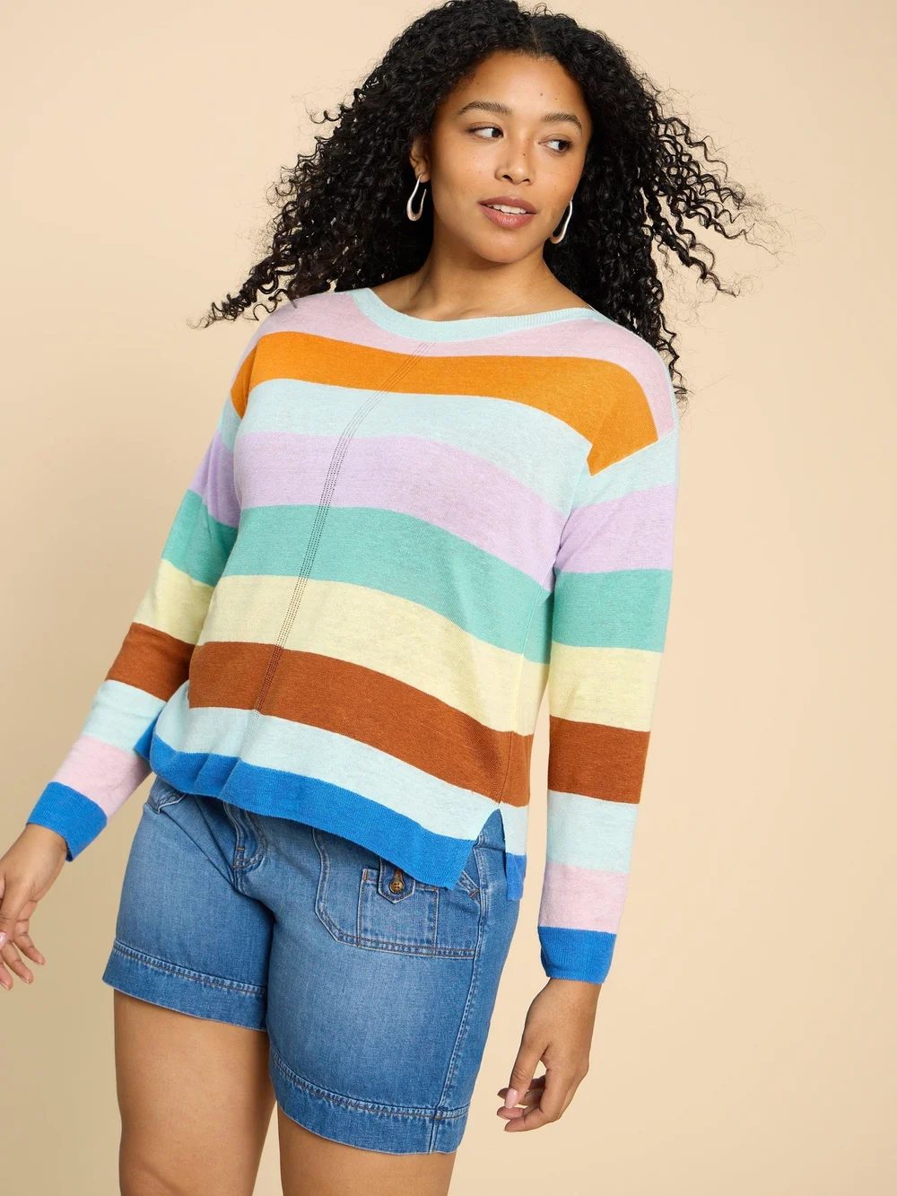 Leinenpullover mit Rundhalsausschnitt - Teal Mlt - 52 Bild 1