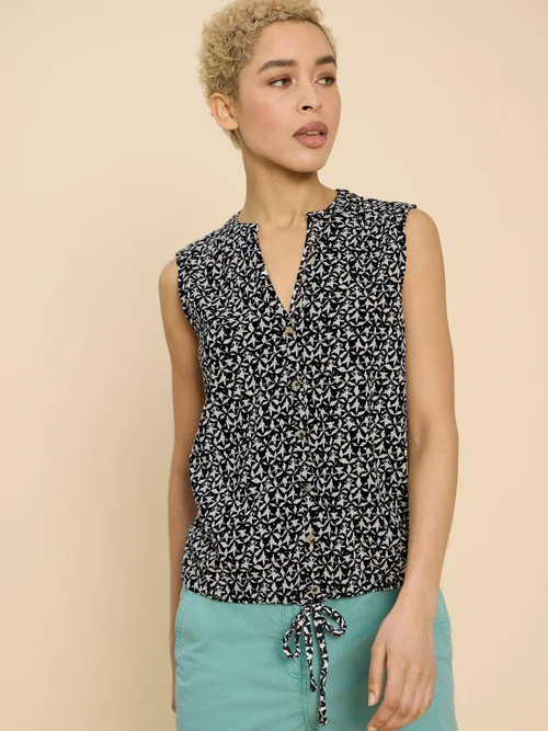 Tulip Ärmellose Bluse - Blk Pr - 46/R Bild 2