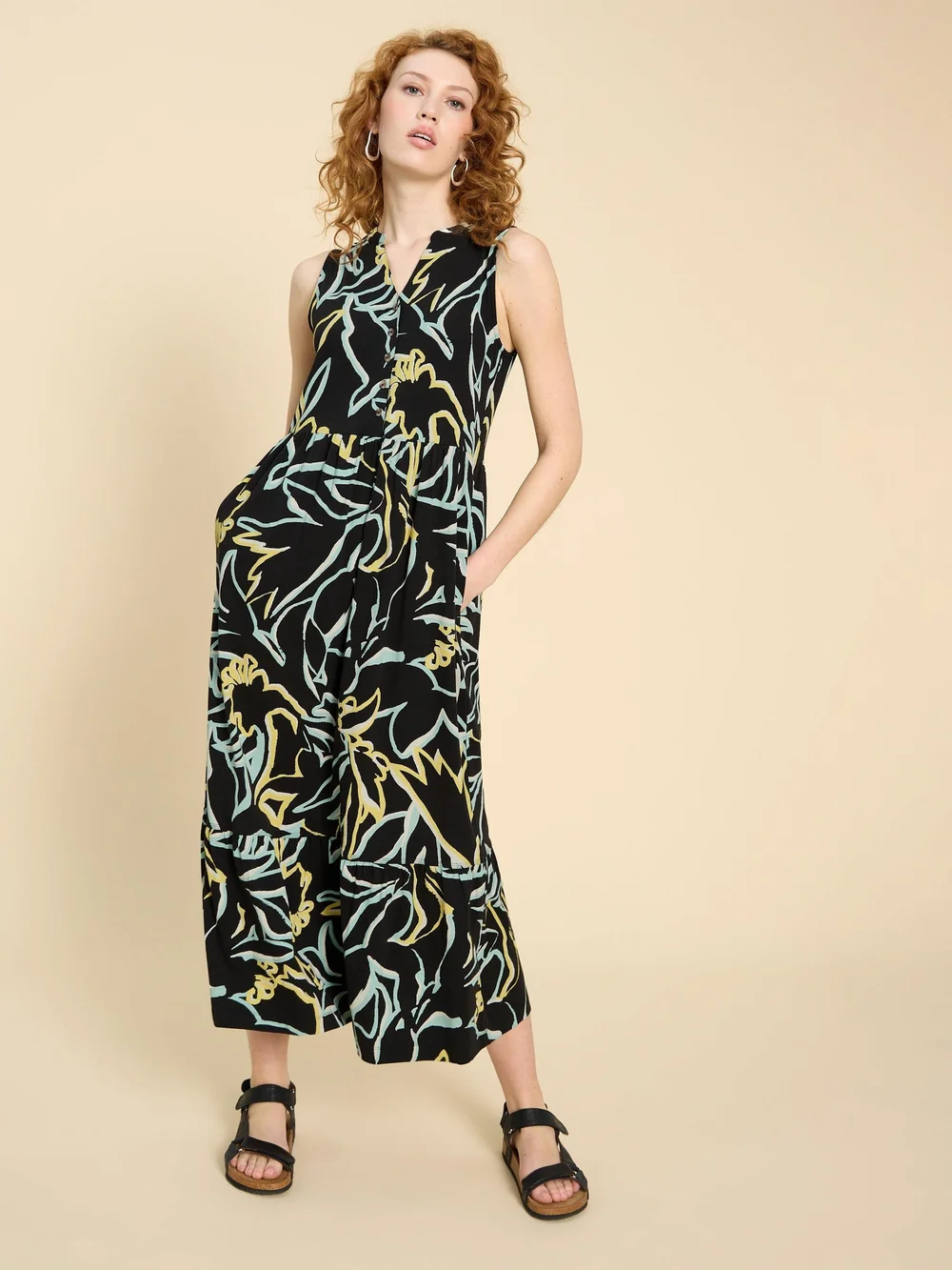 Sonia Maxikleid aus Jersey - Blk Pr - 52/R Bild 1