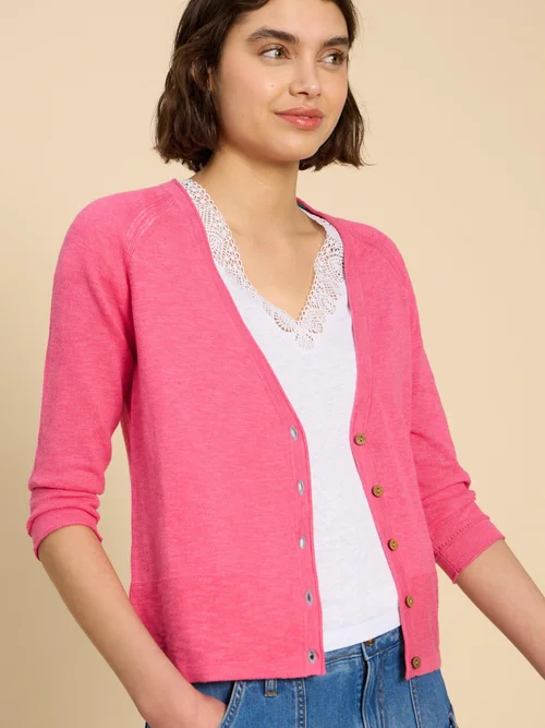 Naria Strickjacke mit V-Ausschnitt - Brt Pink - 52 Bild 3