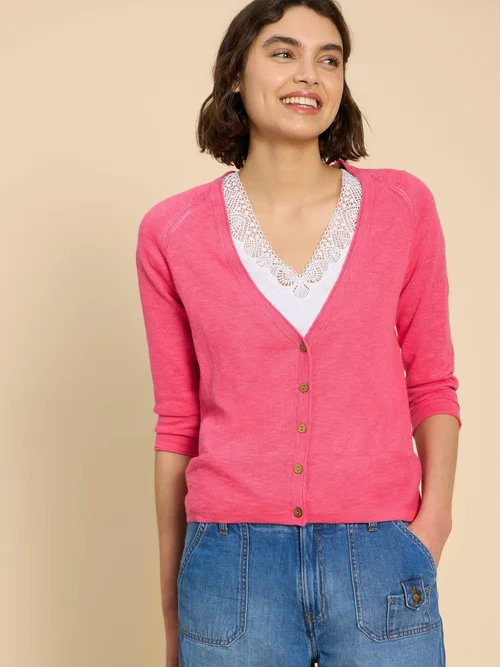 Naria Strickjacke mit V-Ausschnitt - Brt Pink - 52 Bild 1