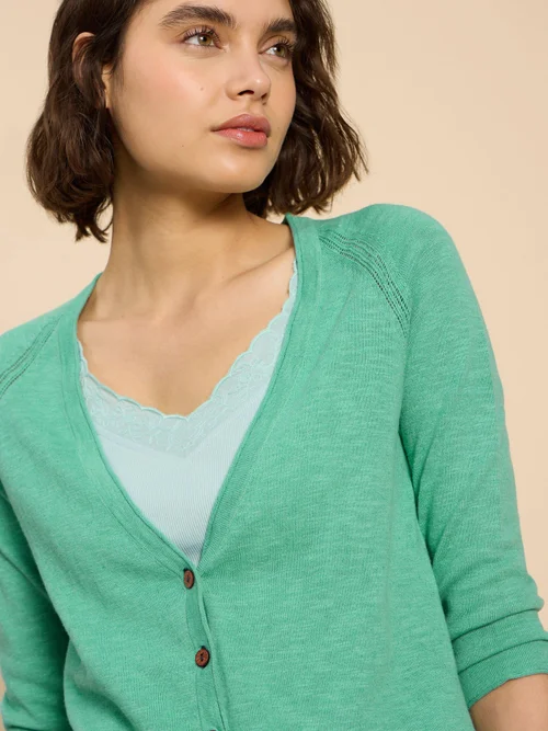 Naria Strickjacke mit V-Ausschnitt - Mid Teal - 52 Bild 3