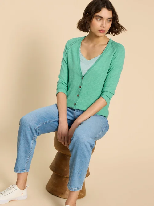 Naria Strickjacke mit V-Ausschnitt - Mid Teal - 52 Bild 2
