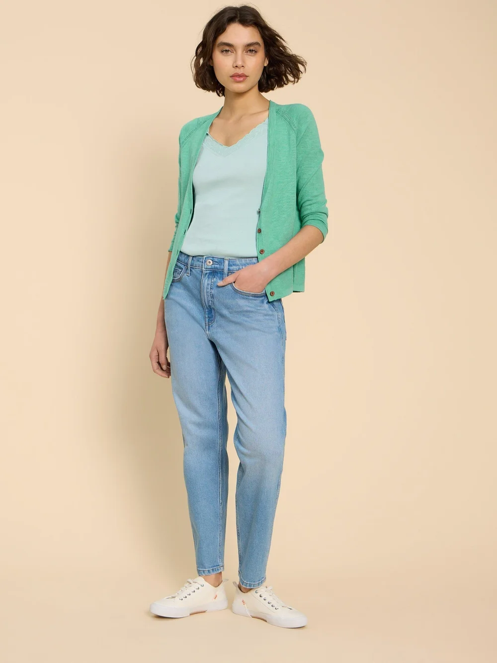Naria Strickjacke mit V-Ausschnitt - Mid Teal - 52 Bild 1