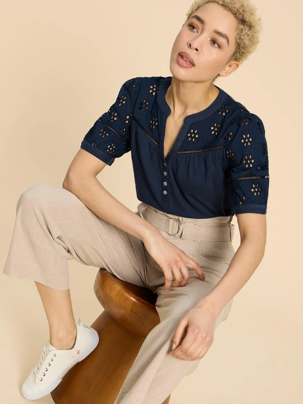 Bella Besticktes T-Shirt - Fr Navy - 40 Bild 1