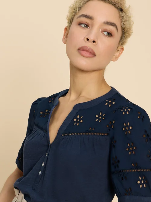 Bella Besticktes T-Shirt - Fr Navy - 40 Bild 2