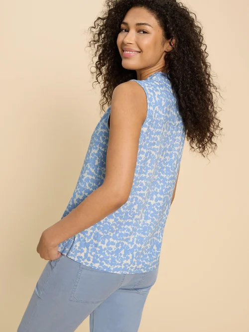 Celia Bluse aus Materialmix - Blue Pr - 52 Bild 4