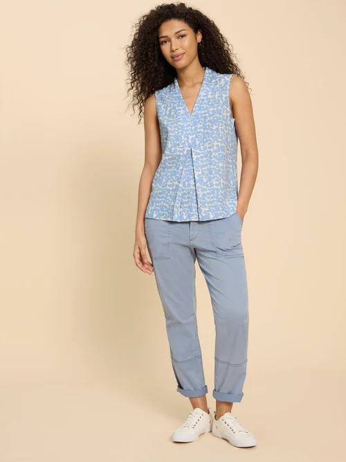 Celia Bluse aus Materialmix - Blue Pr - 52 Bild 2