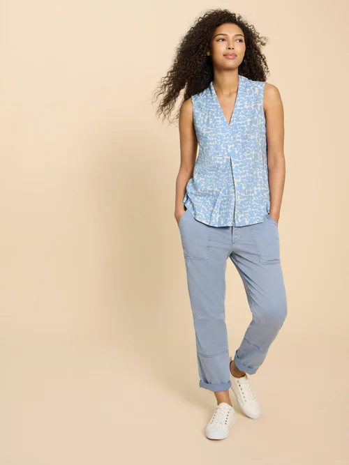 Celia Bluse aus Materialmix - Blue Pr - 52 Bild 1