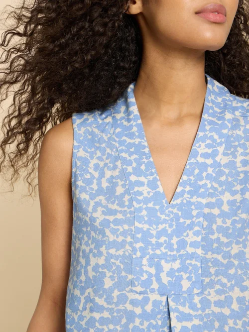 Celia Bluse aus Materialmix - Blue Pr - 52 Bild 3