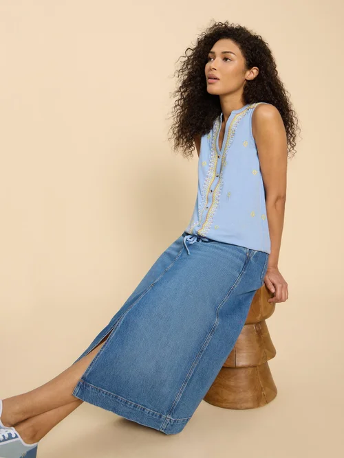 Tulip Ärmellose Jerseybluse - Blue Mlt - 52 Bild 2