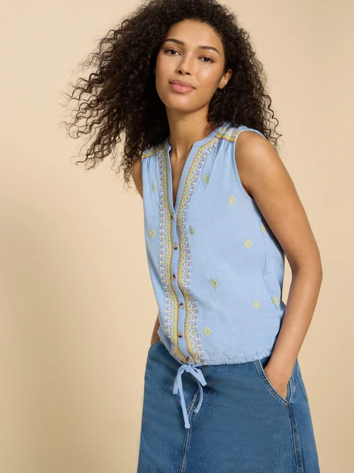 Tulip Ärmellose Jerseybluse - Blue Mlt - 52 Bild 3