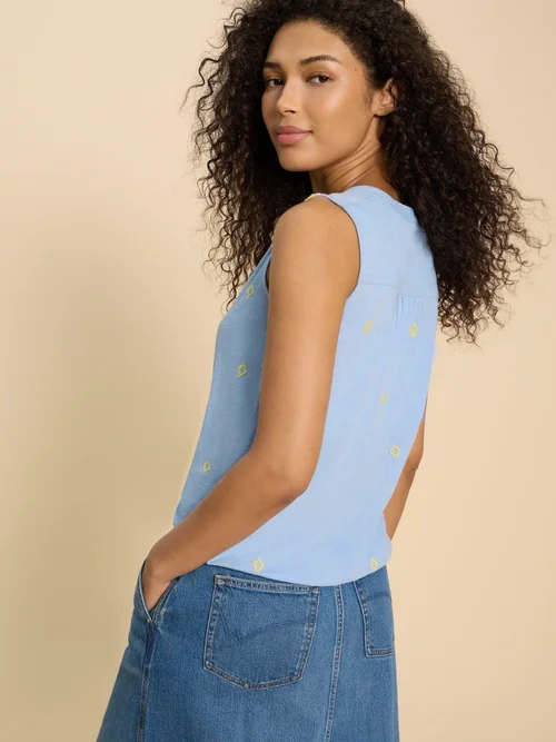 Tulip Ärmellose Jerseybluse - Blue Mlt - 52 Bild 4