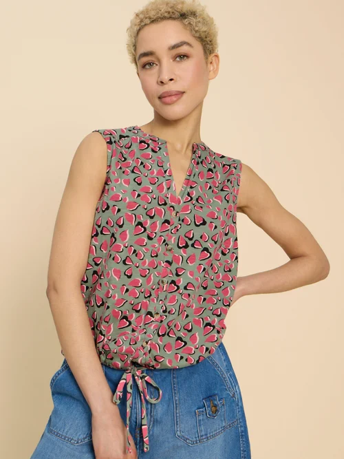 Tulip Ärmellose Jerseybluse - Teal Pr - 52 Bild 3