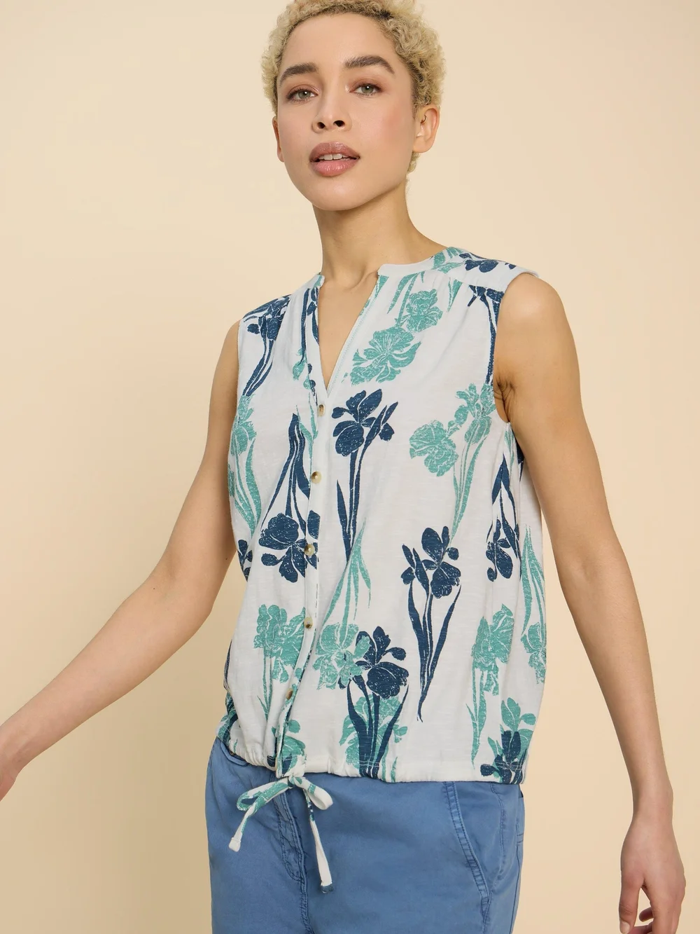 Tulip Ärmellose Jerseybluse - White Pr - 52 Bild 1