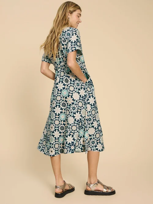 Ivy Midikleid aus Leinen - Blue Pr - 40/R Bild 4