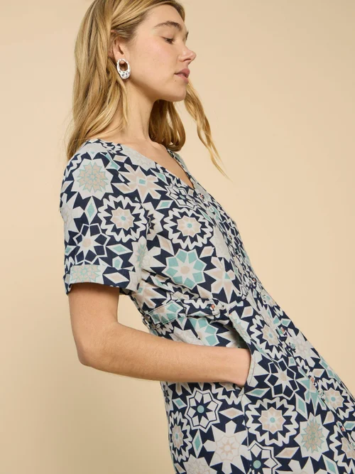 Ivy Midikleid aus Leinen - Blue Pr - 40/R Bild 3