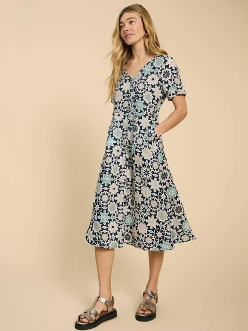 Ivy Midikleid aus Leinen - Blue Pr - 40/R Bild 2