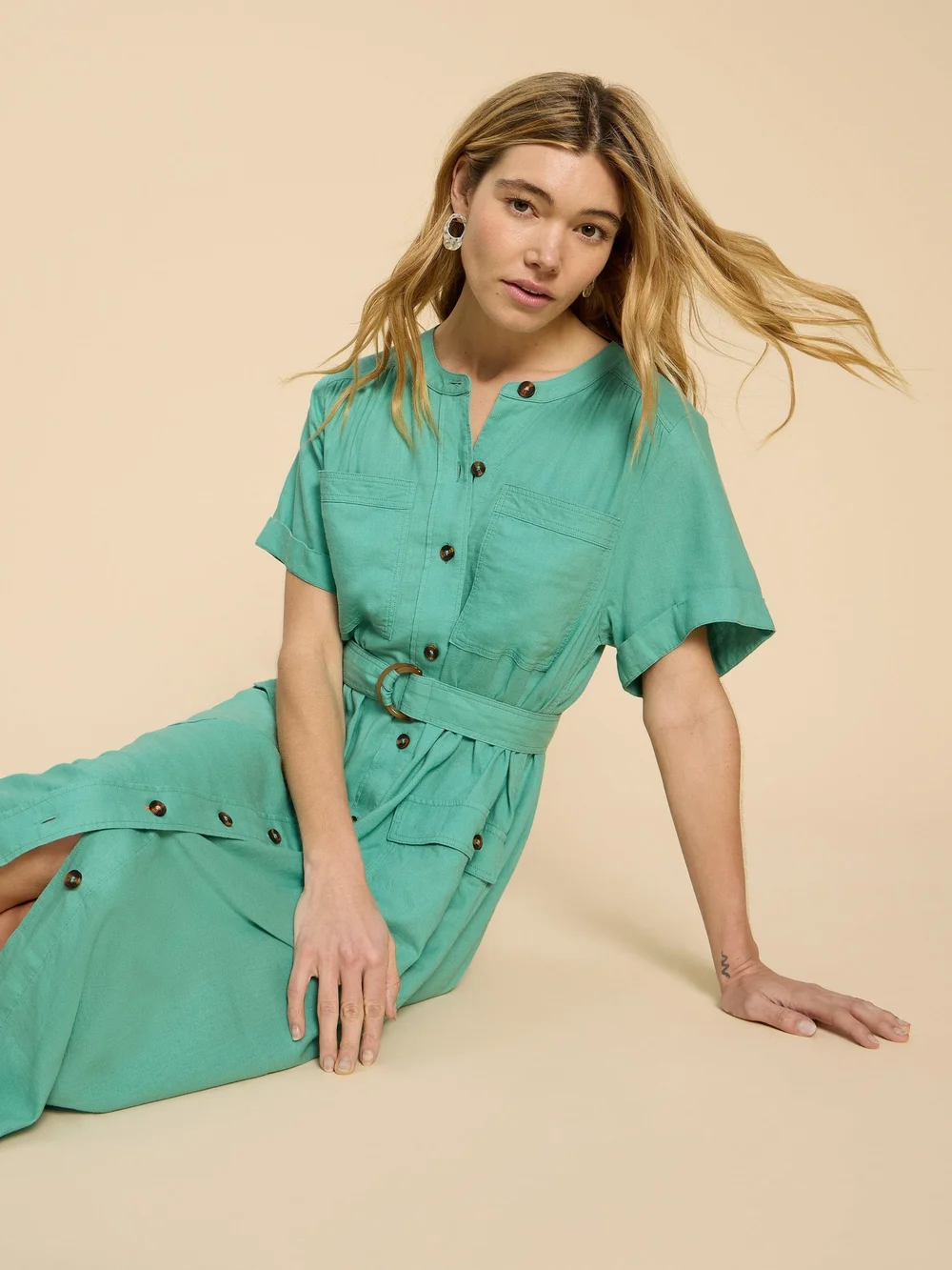 Blusenkleid Hazel aus Leinenmischung - Mid Teal - 52 Bild 1