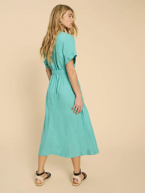 Blusenkleid Hazel aus Leinenmischung - Mid Teal - 52 Bild 4