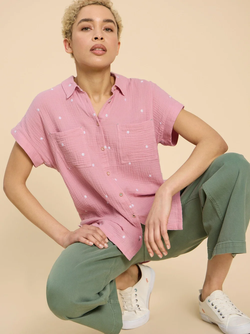 Bluse Emma aus Doppeltuch - Pink Mlt - 52 Bild 1