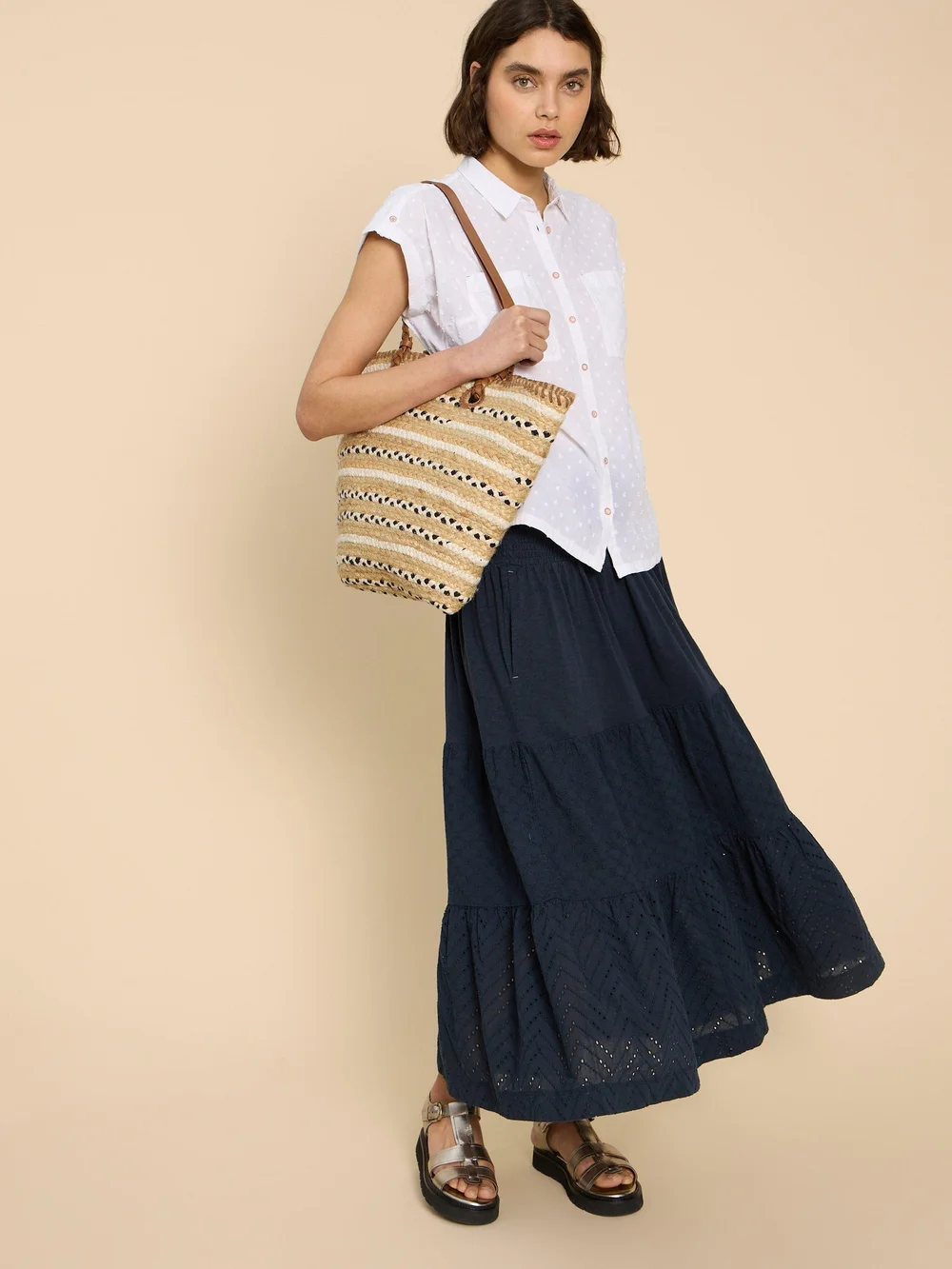 Maxirock Marissa mit Stickerei - Dark Navy - 52/R Bild 1