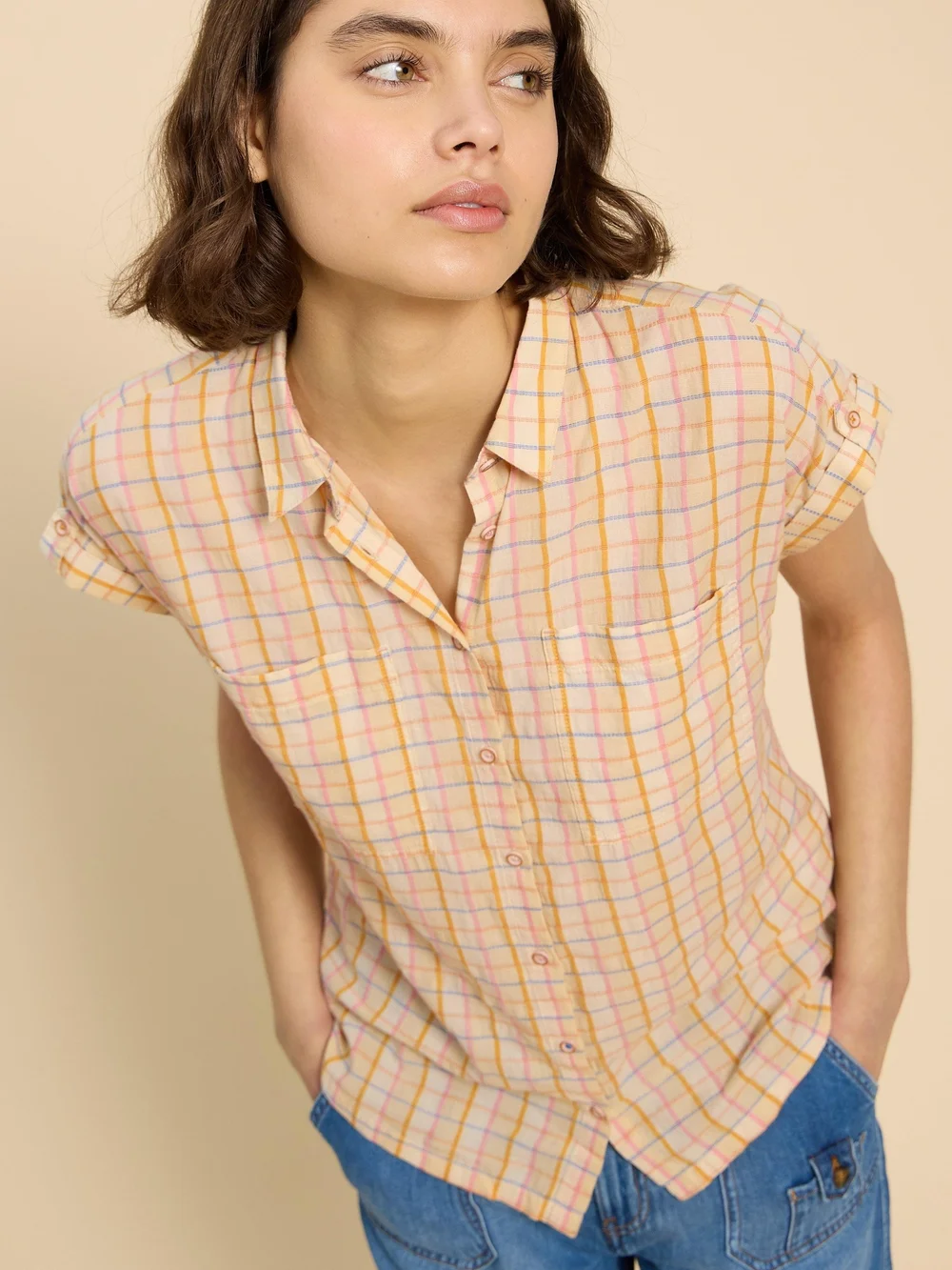 Karierte Bluse Ellie aus Bio-Baumwolle - Nat Mlt - 52 Bild 1